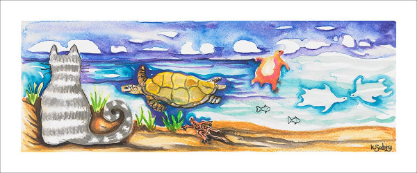 Cat and Turtle dreaming Artwork: Cat and Turtle dreaming