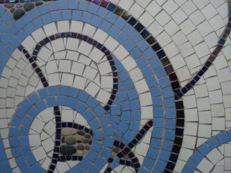 Detail of outdoor table Detail of mosaic outdoor table