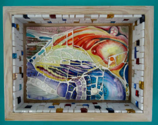 Fragments 2: part of a series combining mosaics and painting Mosaic artwork: Fragments 2