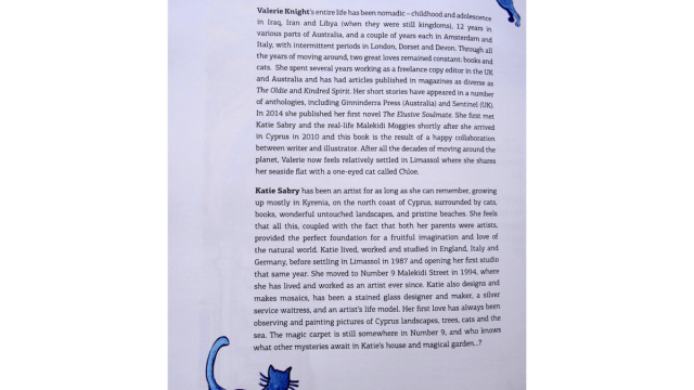 About Valerie and Katie Malekidi Moggies book inside cover