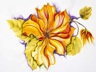 Orange Hibiscus Flower Artwork: Orange Hibiscus Flower