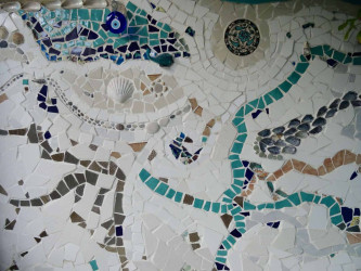 Section of a verandah wall Section of a mosaic verandah wall