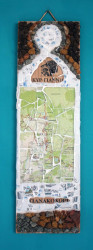 Wine box lid, sea glass, paper map, broken china, Cypriot minerals, 45 x 15cm Artwork: The Wine Region